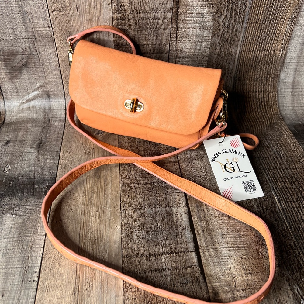 Henri Bendel Orange Leather Crossbody Bag